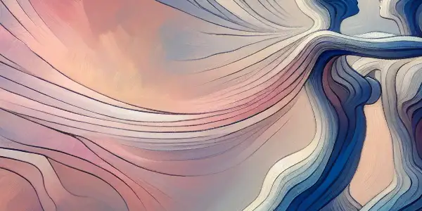 Intertwined human figures in a delicate dance, symbolizing intimacy and emotional connection against a dreamy, ethereal background.